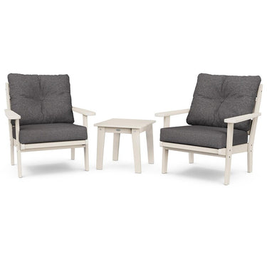 POLYWOOD Lakeside 3-Piece Deep Seating Chair Set - Sand / Ash Charcoal